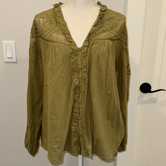 Anthropologie Stephine Lace buttondown blouse . - Picture 4 of 6